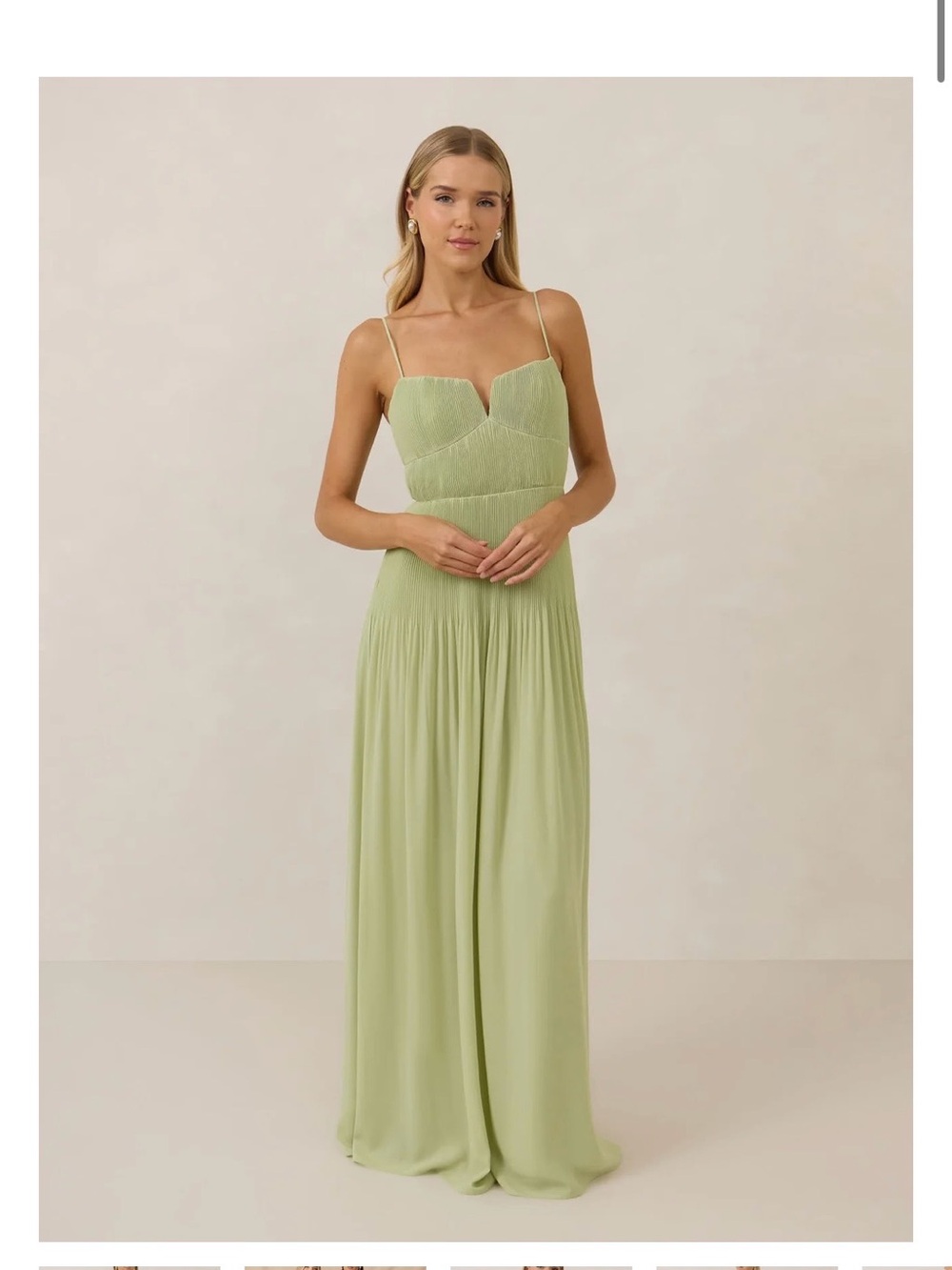 Park & Fifth Light Pistachio Maxi Dress with Spaghetti Straps